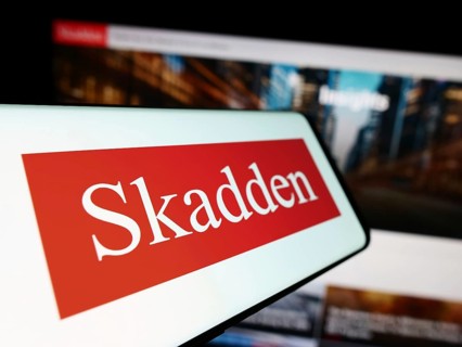 Stuttgart, Germany, 12-17-2023: Smartphone with logo of American law firm Skadden, Arps, Slate,