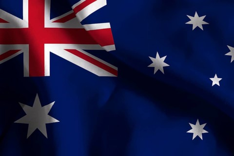 A ruffled fabric flag of Australia