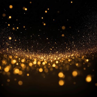 Gradient of gold sparkles fading into a dark background, AI generated
