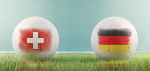 Switzerland vs Germany football match infographic template for Euro 2024 matchday scoreline