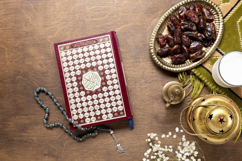 Quran prayer beads wooden table. Resolution and high quality beautiful photo
