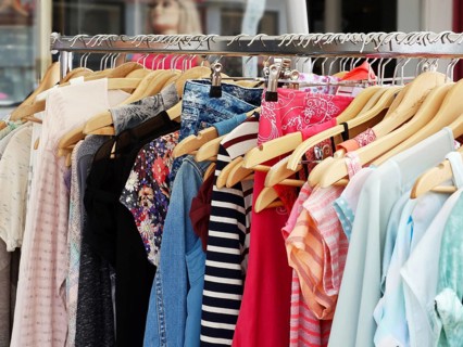 clothes rack with a selection of ladies fashion