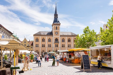 PFAFFENHOFEN, GERMANY - JULY 29: People at a traditional bavarian market in Pfaffenhofen, Germany