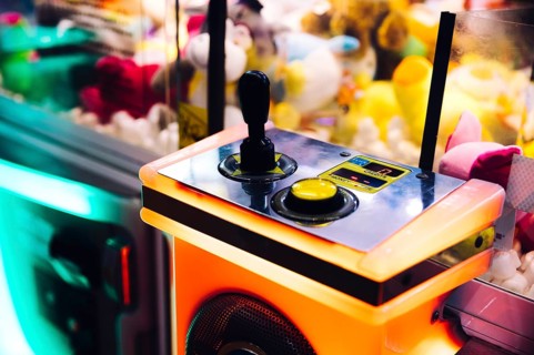 Close up arcade machine controls