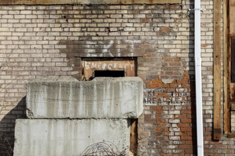 Detroit, Michigan, The door of a vacant building marked as an Emergency Exit