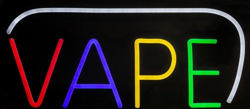 Electric colourful sign for VAPE products England, UK