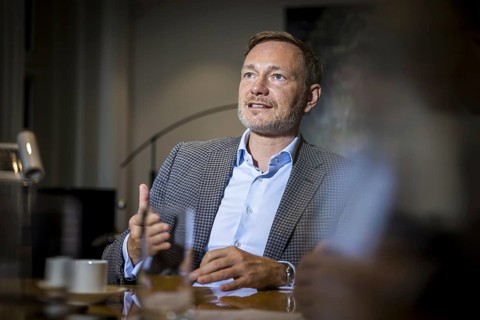 Christian Lindner (FDP), Federal Minister of Finance, recorded during an interview in his office at