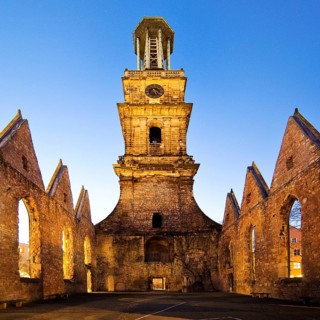 Aegidienkirche in the evening, not rebuilt, memorial to the victims of war and violence, Hanover,