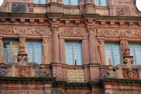Hotel 'Zum Ritter St. Georg', facade and windows, Heidelberg, Baden-Württemberg, Germany, Europe