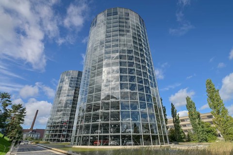 Car towers, Autostadt Volkswagen, Wolfsburg, Lower Saxony, Germany, Europe