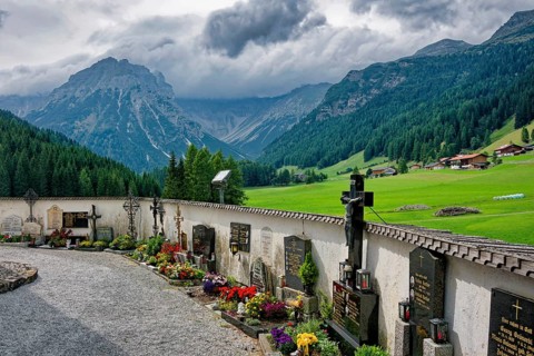 Cemetery of the baroque Roman Catholic parish church of St. Nicholas, cemetery and church under
