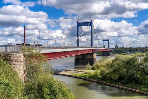 The Friedrich Ebert Bridge over the Rhine between Ruhrort and Homberg, Duisburg, North
