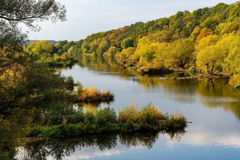 The Ruhr near Bochum-Stiepel, right and Hattingen-Blankenstein, North Rhine-Westphalia, Germany,