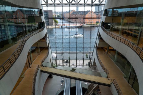 The Danish Royal Library, new building, the so-called Black Diamond, view from the building onto