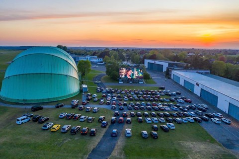 Drive-in cinema at Essen/Mülheim Airport Motor Movies, temporary film screening, at the WDL airship