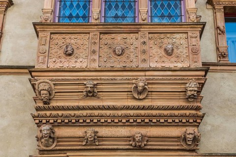 La Maison des Têtes in the old town, Colmar, Alsace, Bas-Rhin, France, Europe