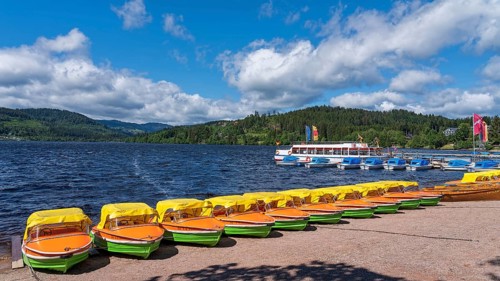 Landscape, nature, lake, Titisee, boats, boat hire, Black Forest, Germany, Europe
