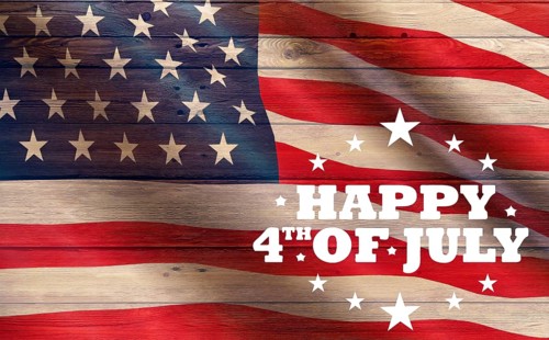 4th of July, USA independence concept. Fourth of July on USA flag on wood