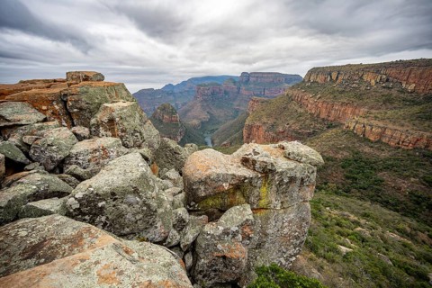 View of Blyde River Canyon, Upper Viewpoint, canyon landscape, Panorama Route, Mpumalanga, South