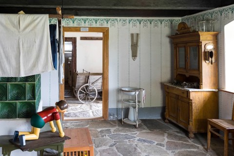 View of historic living rooms, Seiffen Open-Air Museum, Erzgebirge, Saxony, Germany, Europe