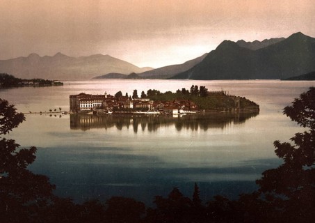 Isola Bella in the moonlight, Lago Maggiore, Italy, Isola Bella by moonlight, Lake Maggiore, Italy,