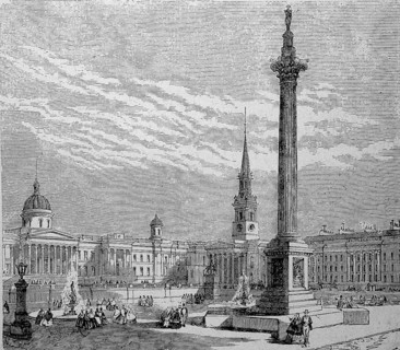 Trafalgar Square in London, England, in 1880, Historical, digital reproduction of an original from