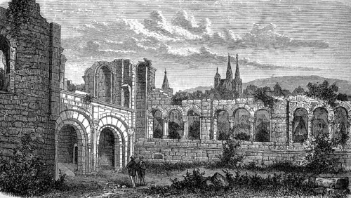 Imperial Palace Gelnhausen, also Barbarossaburg, in Hesse, Germany, in 1880, Historical, digital
