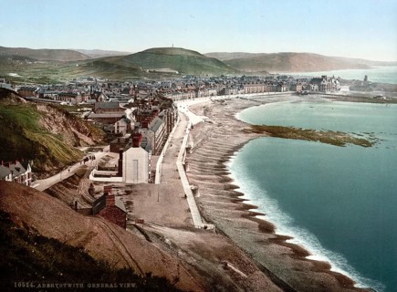 General view, Aberystwith, Wales, Historic, digitally restored reproduction from a 19th century