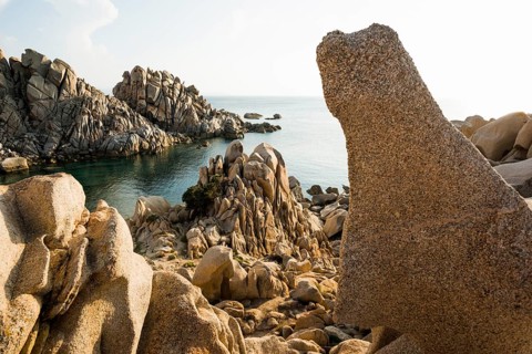Bizarre and huge granite rocks by the sea, Spiaggia Valle della Luna, Capo Testa, near Santa Teresa