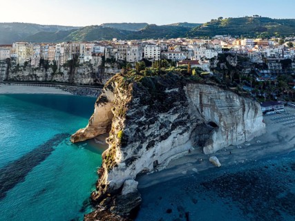 Tropea from a drone, Tyrrhenian Sea, Calabria, Italy, Europe