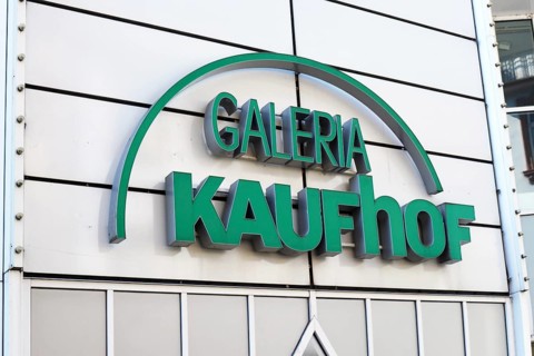 Heidelberg, Germany, June 28th 2024: Shop front with logo of department store Galeria Kaufhof,