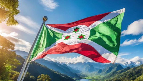 Flags, the national flag of Burundi flutters in the wind