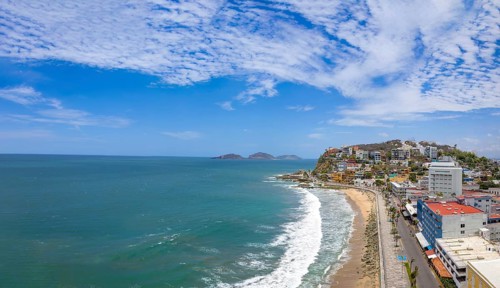 Mexico, Mazatlan sea promenade, El Malecon, near tourist beaches and scenic panoramic landscapes,