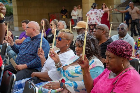 Detroit, Michigan USA, 26 July 2024, LGBT Detroit holds a candlelight vigil to honor LGBT ancestors