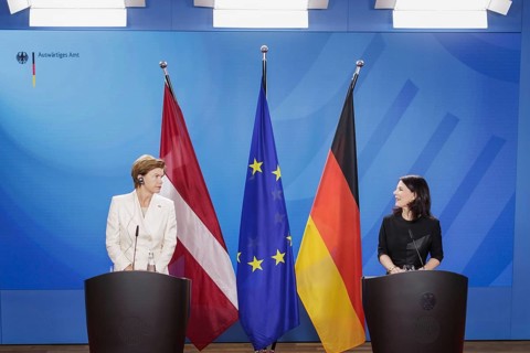 Baiba Braze, Foreign Minister of Latvia, and Annalena Bärbock (Alliance 90/The Greens), Federal
