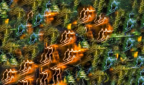 Creative shot, abstract, dancing light, night shot, light reflections, blurred, zoom, creative,
