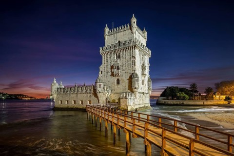 Belem Tower or Tower of St Vincent, famous tourist landmark of Lisboa and tourism attraction, on
