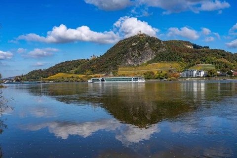 Drachenfels, a mountain in the Siebengebirge on the Rhine between Bad Honnef and Königswinter, with