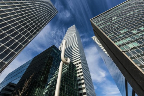 Modern architecture, high-rise buildings, Roche Towers, architects Herzog and de Meuron, Basel,