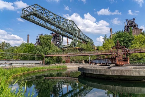 Duisburg North Landscape Park, circular clarifier, crocodile crane, blast furnaces, North
