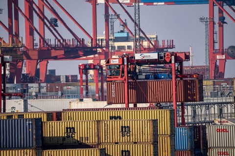 Container terminal in the seaport of Bremerhaven, Eurogate Container Terminal with almost 50