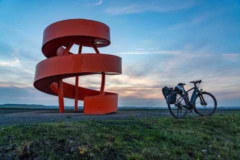 Sculpture Haldenzeichen, observation tower, Humbert spoil tip, part of the Lippepark in Hamm, 5