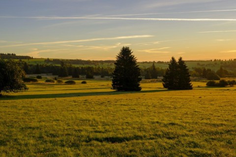 Sunrise, Hochrhönstraße, near Schwabenhimmel, UNESCO Biosphere Reserve, near Hausen, Rhön, Bavarian
