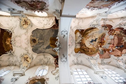 Baroque church, vaulted ceiling, Fridolinsmünster, Church of St Fridolin, Bad Säckingen, Upper