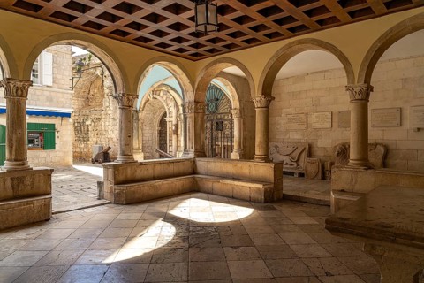 The loggia in the old town centre of Korcula, Croatia, Europe
