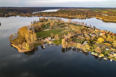 The Amtswerder peninsula seen from the air, Feldberger Seenlandschaft, Mecklenburg-Vorpommern,