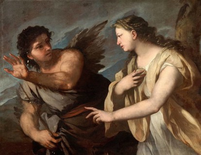 Picus and Circe, painting by Luca Giordano (Italian, 1634-1705), historically, digitally restored