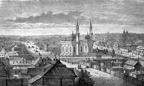 Semei, Semipalatinsk, a town in eastern Kazakhstan, in 1880, Historical, digital reproduction of an