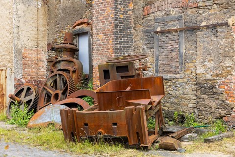 The more than 800-year-old Muldenhütten smelter site. The still existing, historical and