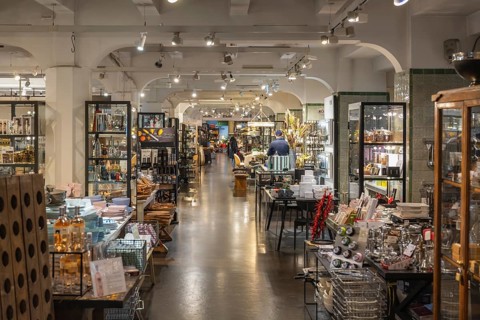 Department stores' with household goods, garden articles and decorative items on the upper floor of
